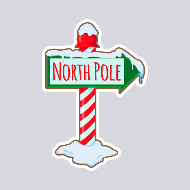 ilustraciones, imágenes clip art, dibujos animados e iconos de stock de puntero del polo norte. ilustración vectorial aislada. - pole sign north north pole