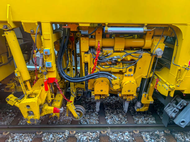 Modern Machinery Repairing Railroad Tracks in Switzerland.