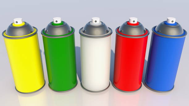 istock Row of color spray paint cans 1282803728