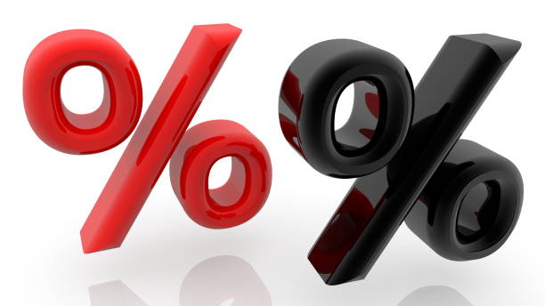 istock Concept of two percentage signs 1282804188