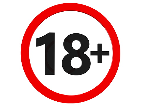 Eighteen plus age limit icon symbol concept