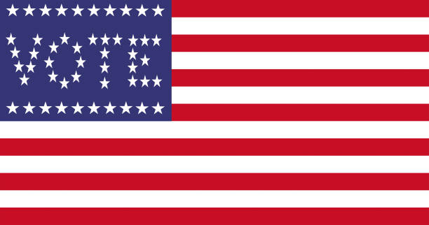 istock VOTE GRAPHIC DESIGN WITH AMERICAN FLAG AND STARS 1282805555