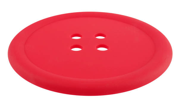 istock Classic round red button with four holes isolated on white background 1282806088