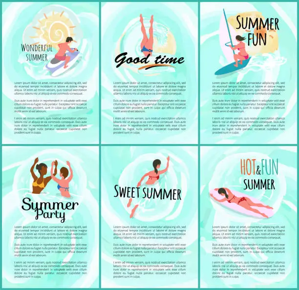 Vector illustration of Summer Time Fun Relax People By Seaside Vacation