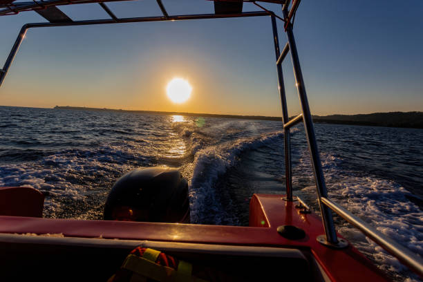istock Sea walk on the boat just before sunset the sun. 1282810956