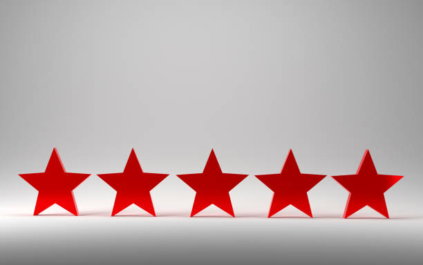 istock Five Red Stars are Representing Rating Value on White Background 1282814911