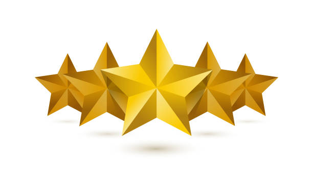 Five golden rating star vector illustration on white background Five golden rating star vector illustration on white background luxury hotel stock illustrations