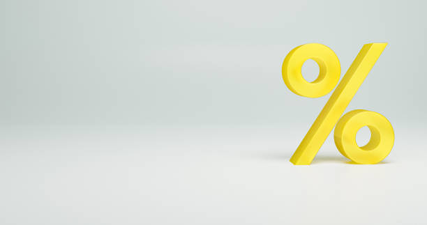 istock Percentage icon 3D yellow on white background 3d illustration 1282818554