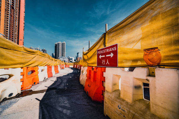Narrow footpath surrounded with Water-Safety Barriers