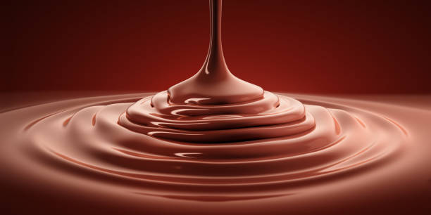 Molten dark Chocolat Close-up of molten dark Chocolat pouring - 3D illustration molten stock pictures, royalty-free photos & images