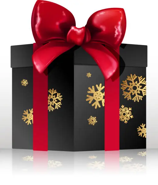 Vector illustration of snowing gift box