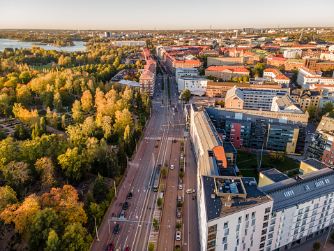 This picture shows how Helsinki city look from drone. The aerial view of helsinki shows thats it look vey colorful from sky.