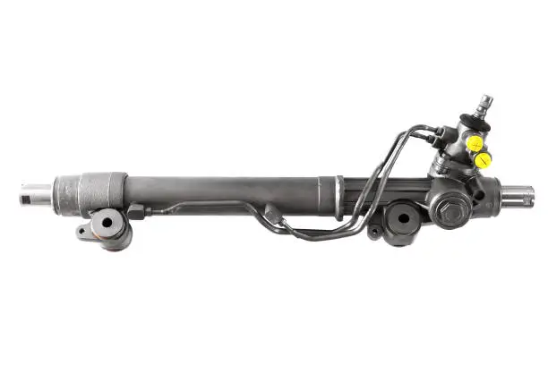 Grey power steering rack isolated over white background