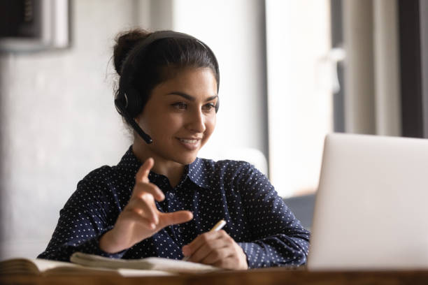 istock Young Indian woman study online on laptop 1282833211