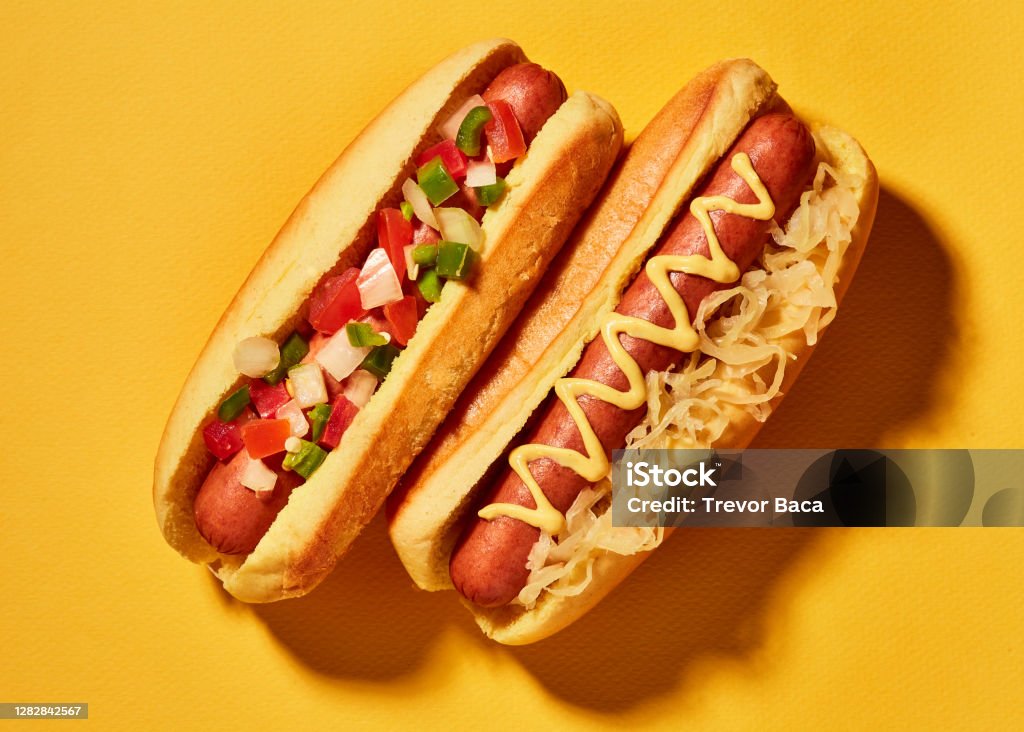 Hero Hot Dogs Hot Dogs on Yellow Hot Dog Stock Photo