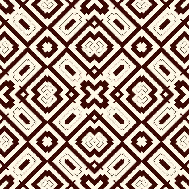 Vector illustration of Outline seamless pattern with geometric ornament. Modern style background. Repeated figures wallpaper. Ethnic motif.