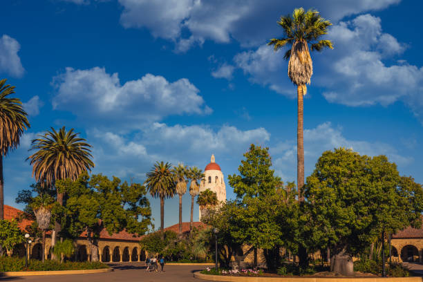 Campus buildings and hallways of the Stanford University, USA. Stanford, USA - September 11 2018.