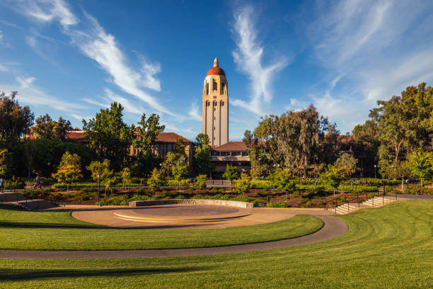 Campus buildings and hallways of the Stanford University, USA. Stanford, USA - September 11 2018.