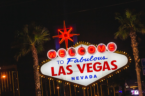 Welcome sign at Las Vegas, Nevada, United States of America. Las Vegas, USA - September 27, 2018.