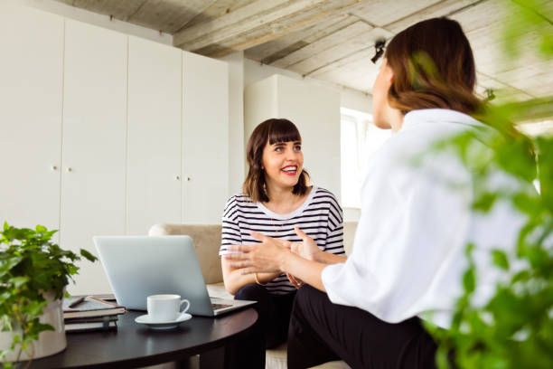 Young women working in the creative office