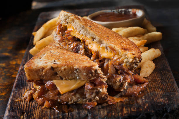 istock Pulled Pork Grilled Cheese Sandwich with Fries 1282855317
