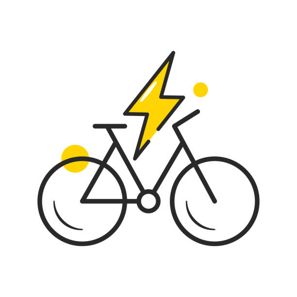 illustrazioni stock, clip art, cartoni animati e icone di tendenza di icona bicicletta elettrica. - bicicletta elettrica