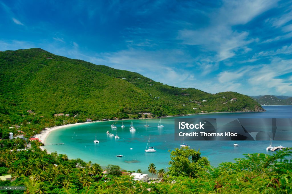 Cane Garden Bay A view of Cane Garden Bay on Tortola in the British Virgin Islands. British Virgin Islands Stock Photo