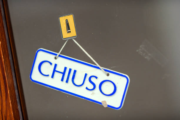 Italian closed sign on store door