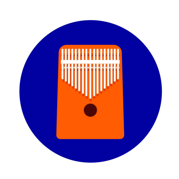 ilustrações de stock, clip art, desenhos animados e ícones de thumb piano kalimba 17 keys. finger pocket acoustic portable piano. mbira icon. - africa south africa african culture plain