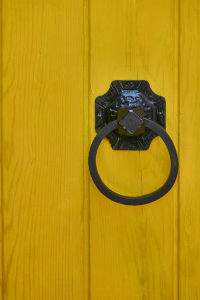 Retro style doorknob in near plan
