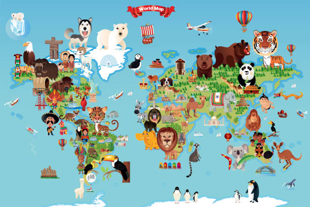 urocza mapa świata - aboriginal stock illustrations