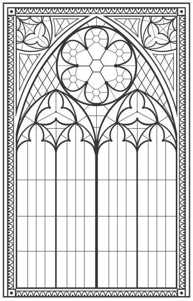ilustraciones, imágenes clip art, dibujos animados e iconos de stock de fondo gótico vintage con dibujo de contorno de arco - gothic style castle church arch