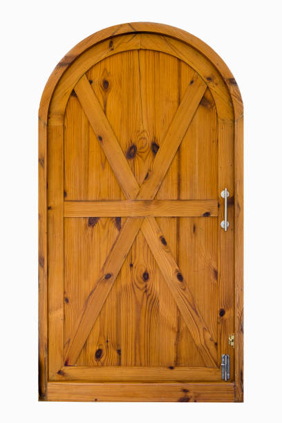 istock Wooden doors on a white background are suitable as part of any design work. 1282865184