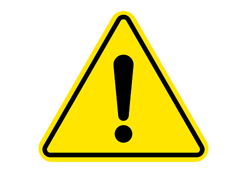 Warning sign attention caution exclamation sign, alert danger, vector yellow triangle icon
