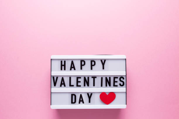 istock Box with the inscription Happy Valentine's Day on a pink background 1282873270
