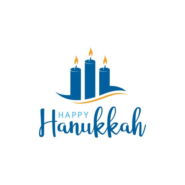 ハッピーハヌカベクトルアイコンデザイン - hanukkah menorah candle blue点のイラスト素材／クリップアート素材／マンガ素材／アイコン素材