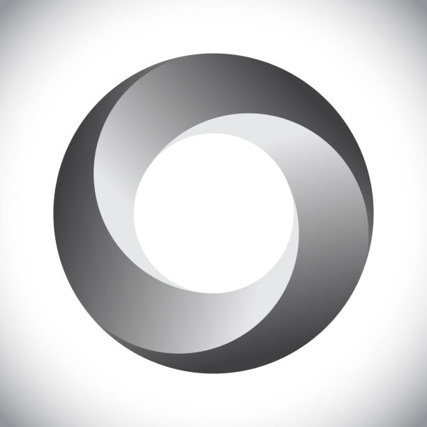 세 세그먼트와 그라데이션이 있는 원을 그리는 다. 모든 프로젝트의 로고 또는 아이콘입니다. - illusion spiral black white stock illustrations