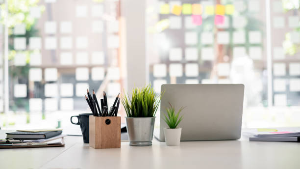 istock Modern workplace with laptop. Private business office. 1282878066
