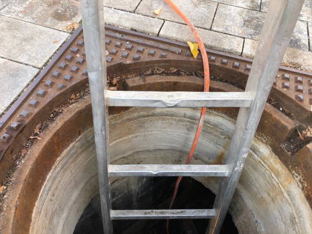 istock Ladder was put into a shaft for maintenance 1282883025