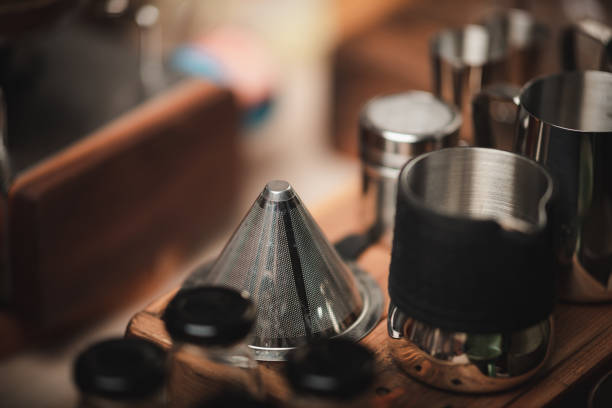 kits set of coffee drip filter showing in cafe