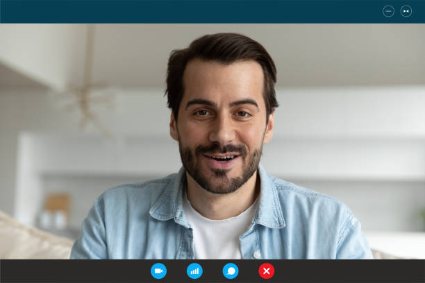 istock Young Caucasian man speak on video call 1282895948