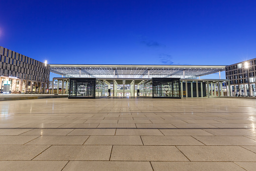 Berlin, Germany - October 28, 2020: New Berlin Brandenburg BER Willy Brandt Airport Terminal 1 in Germany.