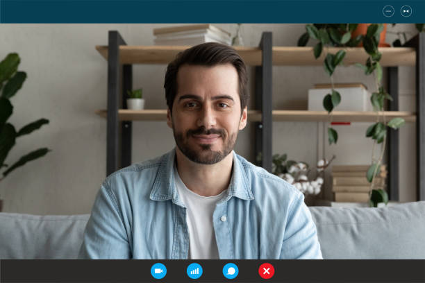 istock Caucasian man speak on video call at home 1282899234