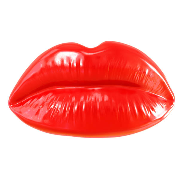 istock Beautiful red female lips on a white background. 3d rendering 1282902286