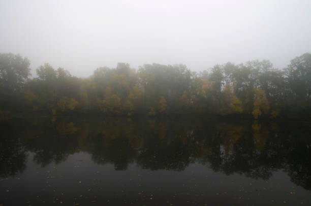 istock Autumn landscape fog over the river 1282902360