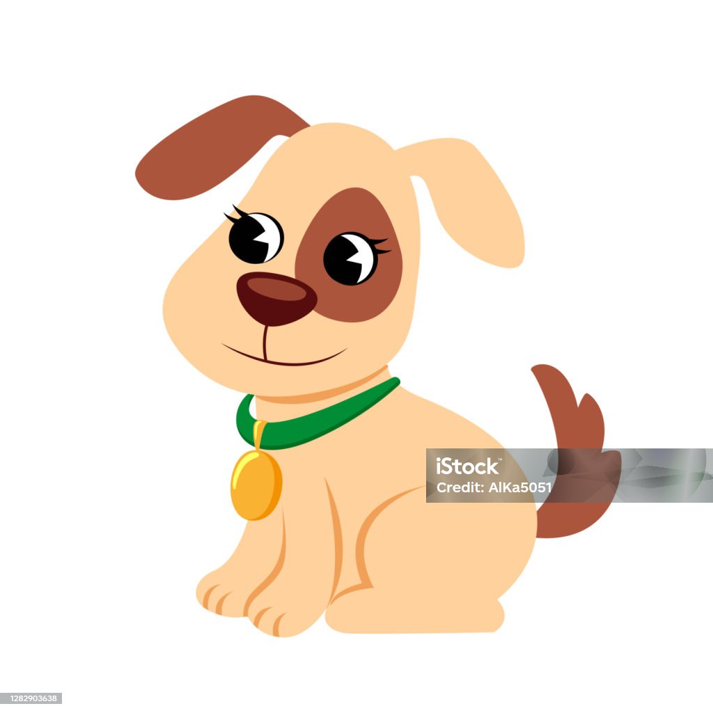 Cute Cartoon Little Dog Vector Illustration Isolated On White Background  Stock Illustration - Download Image Now - iStock