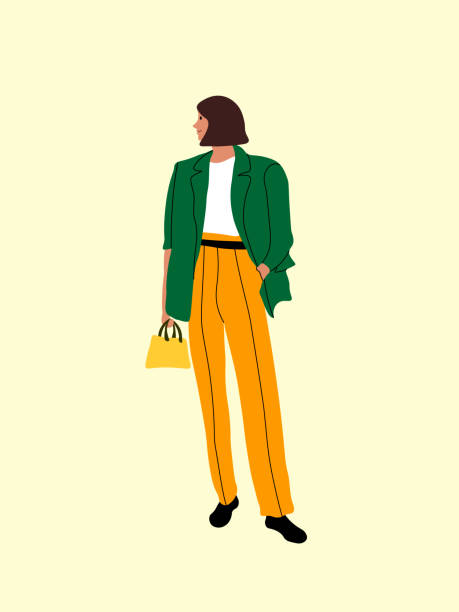 ilustrações de stock, clip art, desenhos animados e ícones de model wearing modern casual office style - girl5