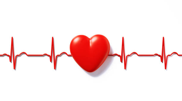 istock Red EKG Line Behind Red Heart On White Background 1282907865