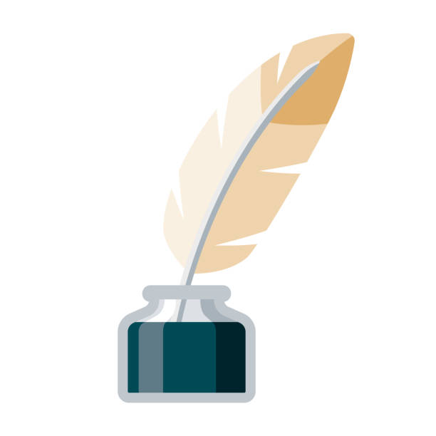 quill und tinte icon auf transparentem hintergrund - ink bottle stock-grafiken, -clipart, -cartoons und -symbole