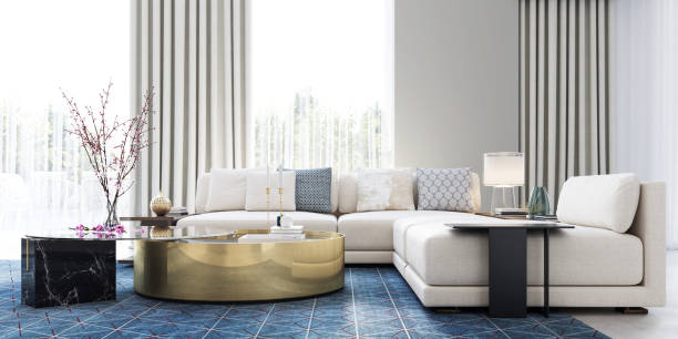 modern living room interior stock photo